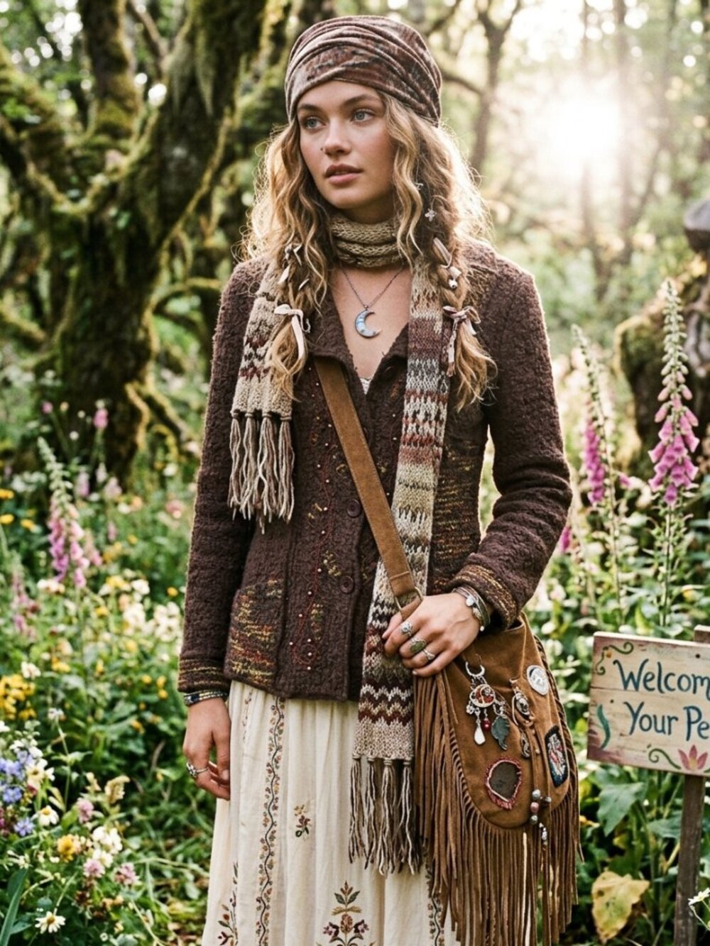 Vintage Brown Embroidered Beaded Boho Fairy Grunge Jacket Medium